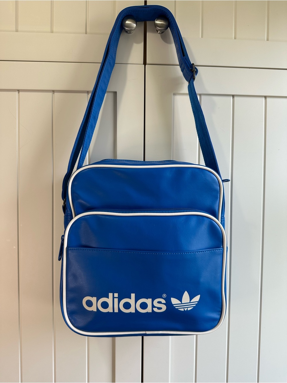 Adidas Retro Blue Trefoil Crossbody Messenger Bag with White Trim A43010 2013